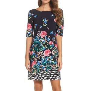 Eliza J Jersey Floral Print Dress Sz 10 Retro